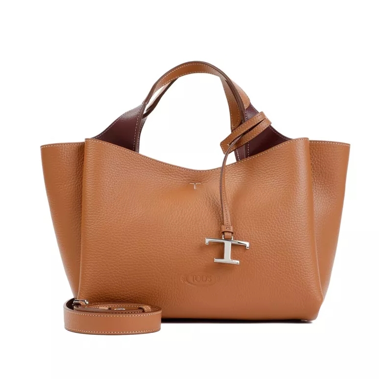 Tod's Fourre-tout Bauletto Sacca Grained Leather Bag Brown