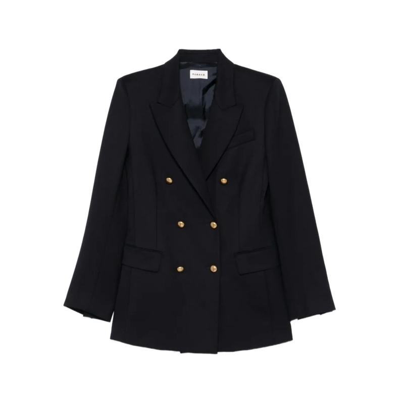 P.A.R.O.S.H. Blazer Double-Breasted Blazer With Gold Buttons Black
