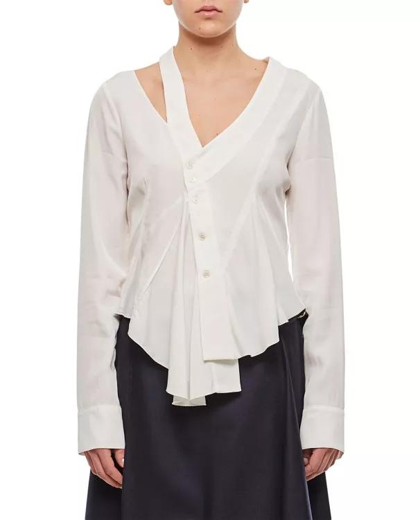 Stella McCartney - Asymmetric Seam Detailed Shirt - Größe 42 - white