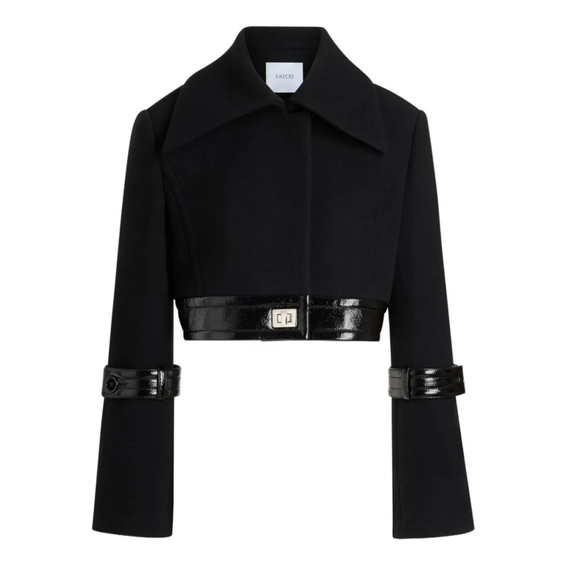 Patou Übergangsjacke Cropped Lock Jacket In Sustainable Wool Blend Black