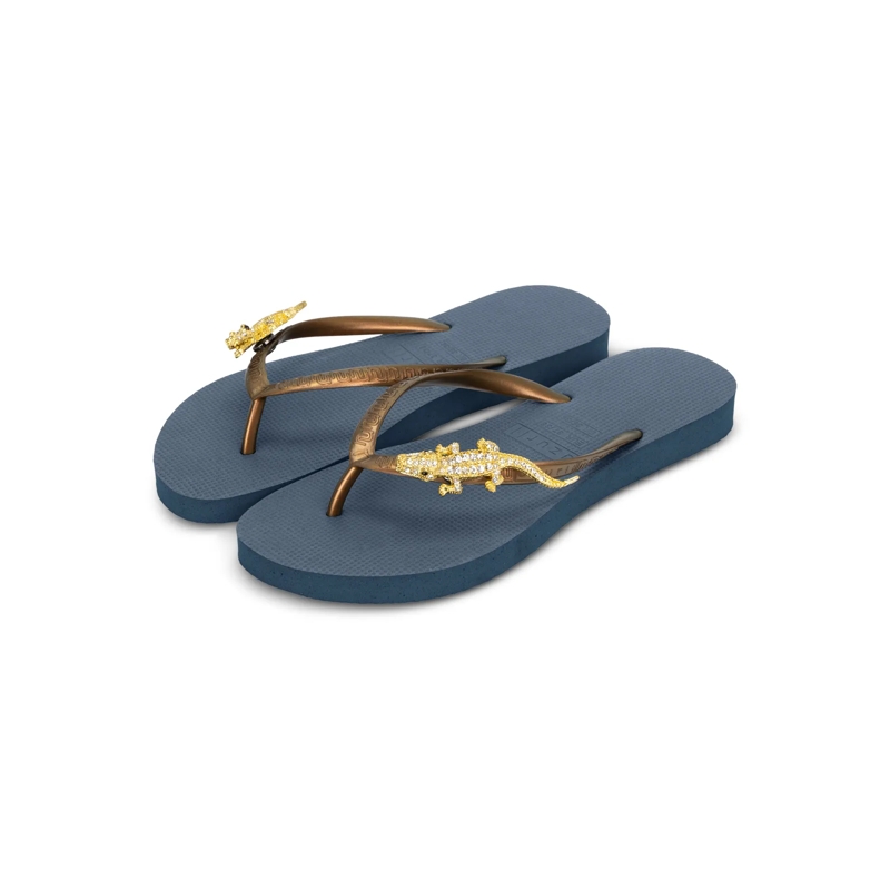 UZURII Flip Flops Zehentrenner Gold Crocodile Switch marine(Image 3)