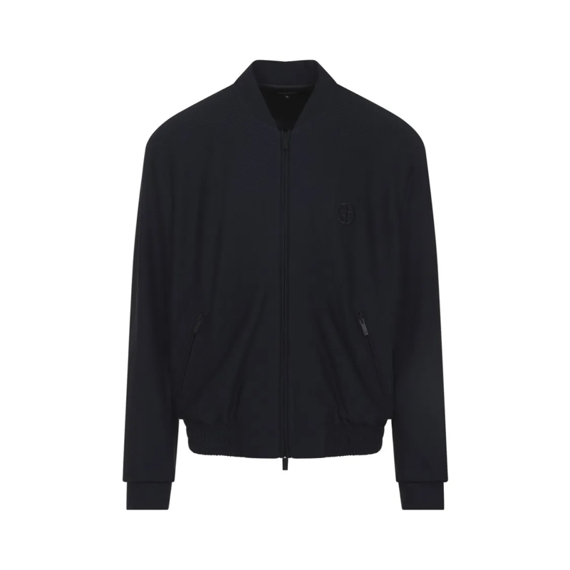 Giorgio Armani Bomberjacke Tailored Blue Casual Jacket With Ribbed Hem And Te Black