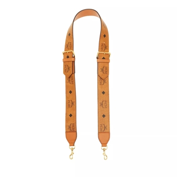 MCM Aren Visetos Strap Cognac Shoulder Strap