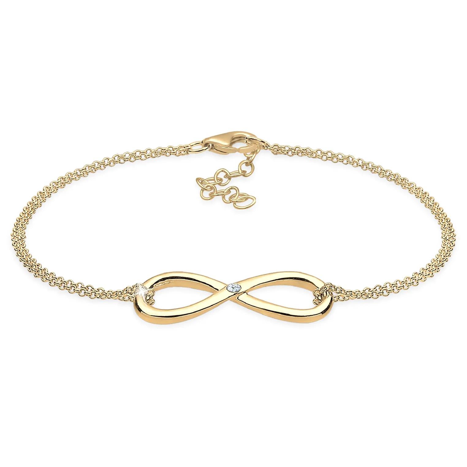 Thumbnail - Elli Armbänder - Bracelet Women Infinity Pendant Basic with Diamond - Gr. 19 CM - in Gold - für Damen