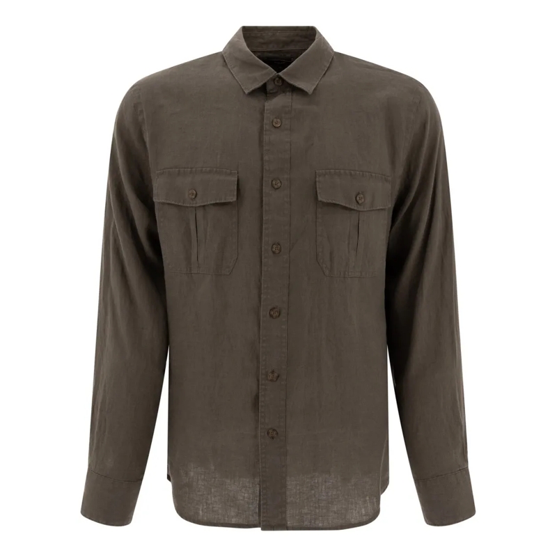 Vince Hemd Linen "Utility" Shirt Green