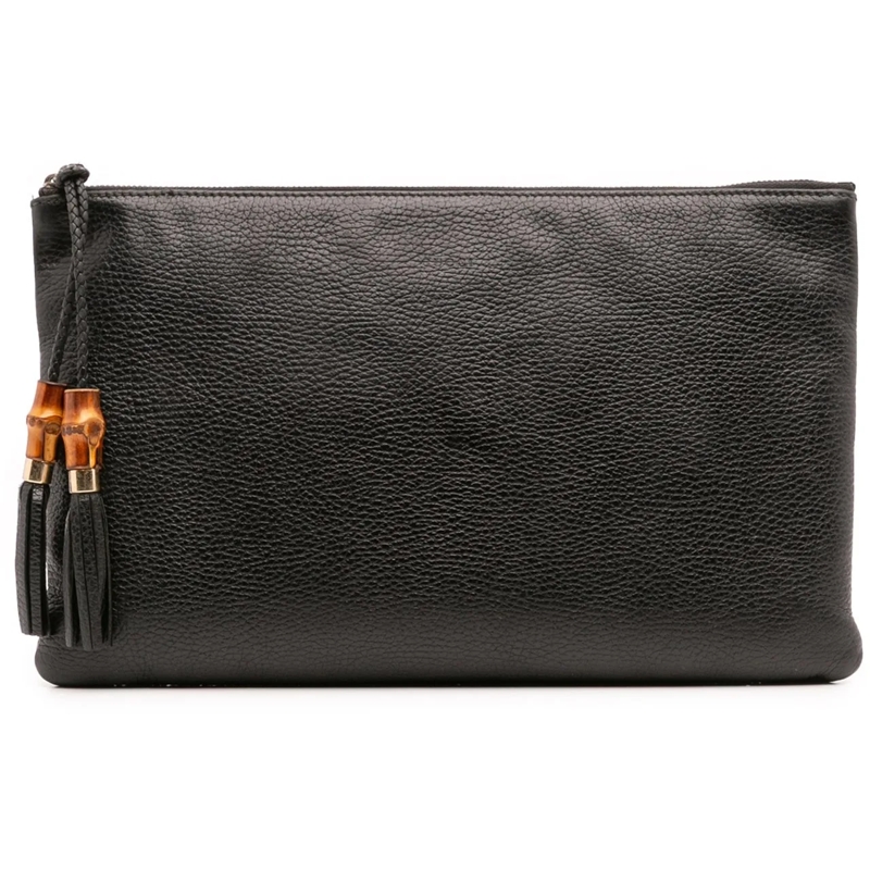 Gucci Pochette Calfskin Bamboo Tassel Clutch schwarz