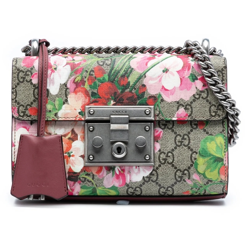 Gucci Sac à bandoulière Small GG Supreme Blooms Padlock Crossbody braun