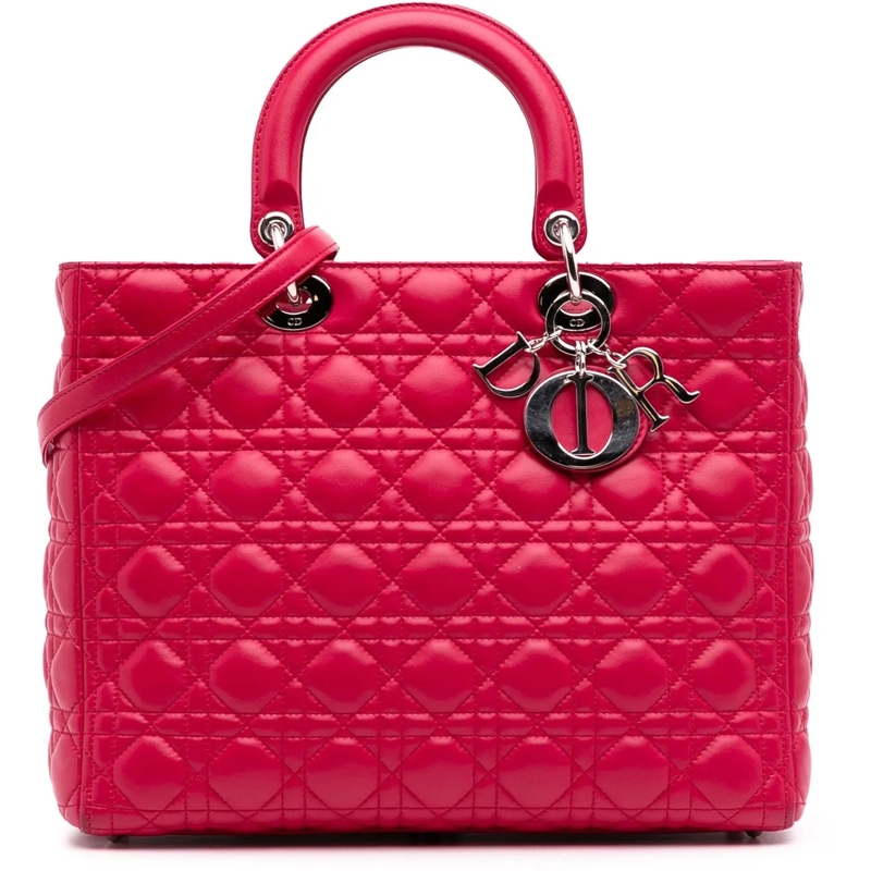 Christian Dior Schultertasche Large Lambskin Cannage Lady Dior rose