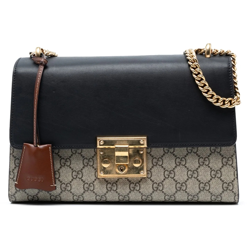 Gucci Schultertasche Medium GG Supreme Padlock Shoulder Bag braun