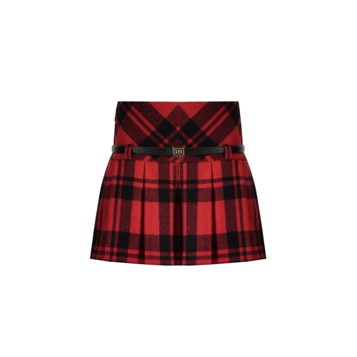 Elisabetta Franchi  ELISABETTA FRANCHI TARTAN ROCK MIT GÜRTEL rot