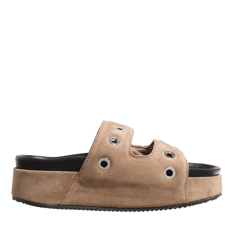 INUIKII Slides Suede Studs Taupe
