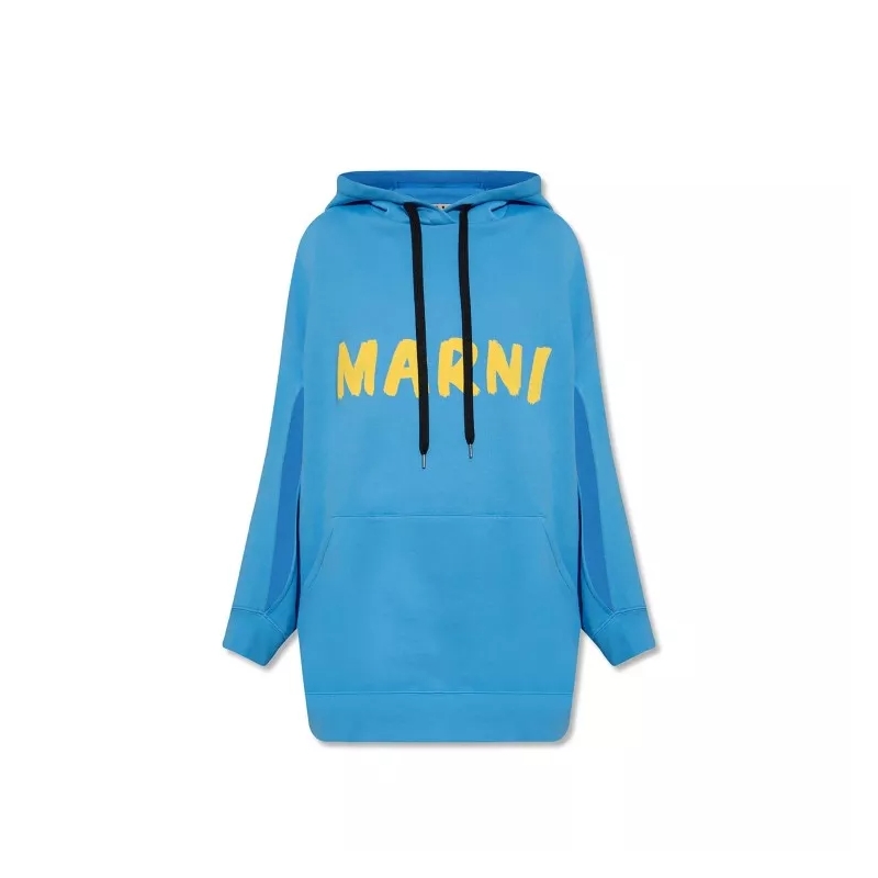 Marni  Oversize Hooded Sweatshirt Blue