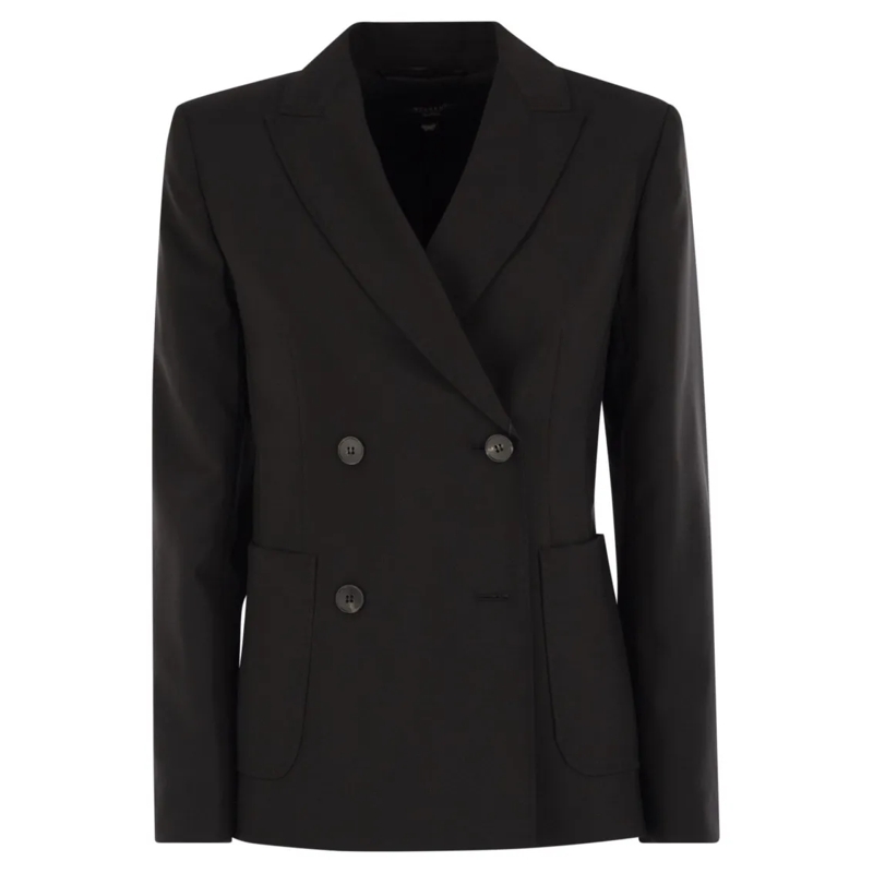 Max Mara Blazer Ornati - Double-Breasted Blazer In Wool Canvas Black