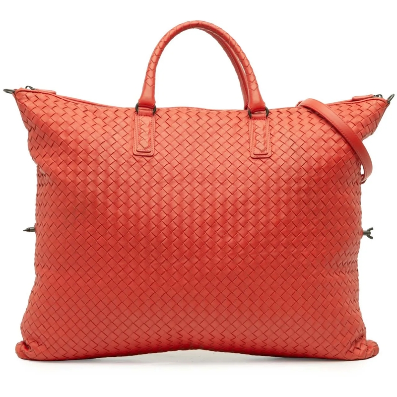 Bottega Veneta Sac week-end Maxi Nappa Intrecciato Convertible Tote rot