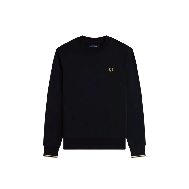 Fred Perry  Regular Fit Black Hoodie With Ribbed Edges Black