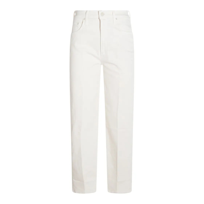 Mother Jeans High-Waisted White Cotton Jeans With Functional Po White