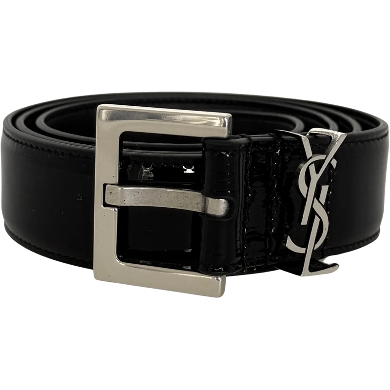Saint Laurent Ledergürtel Saint Laurent Cassandre patent leather belt with s schwarz