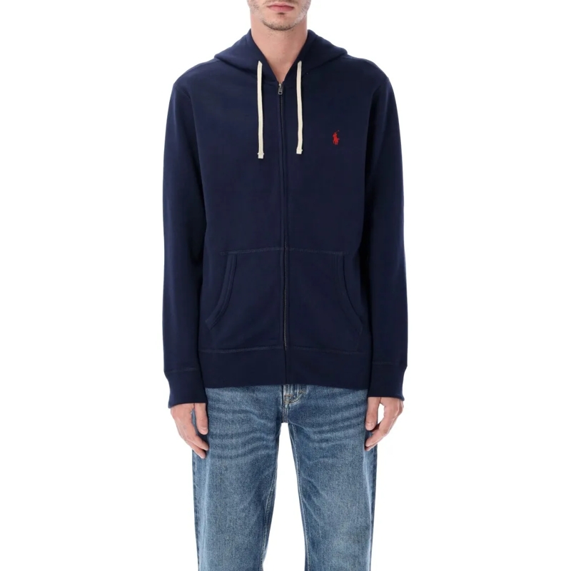 Polo Ralph Lauren  Cotton-Blend Zip Hoodie With Adjustable Hood Blue