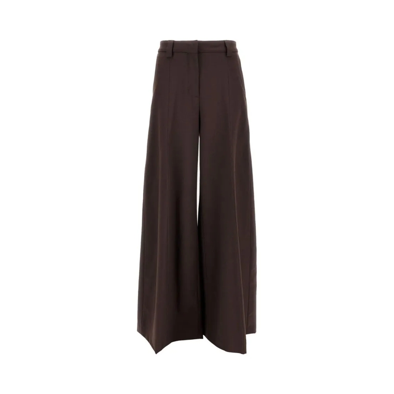 THE LATEST  Wide Trousers With Classic Front Closure Brown