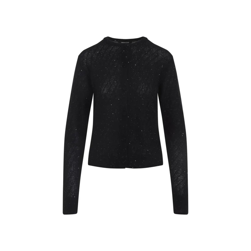 Fabiana Filippi Pull Button-Down Black Knit Sweater With Luxurious Blen Black