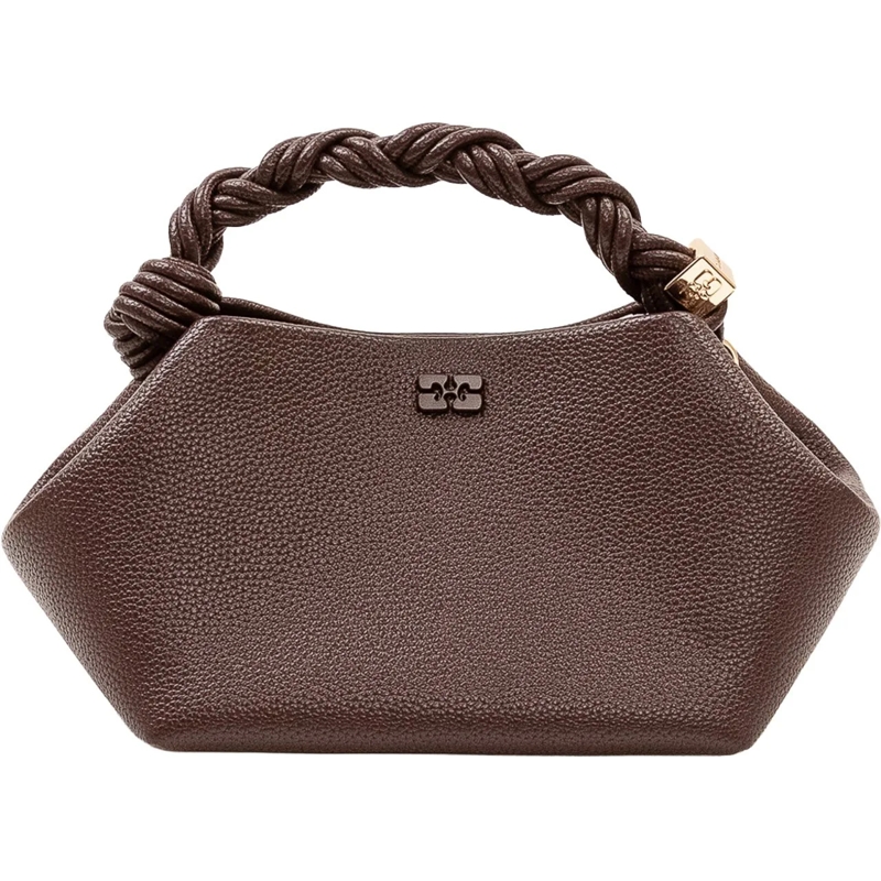 GANNI Tote Bou Small Bag con Manico Intrecciato braun