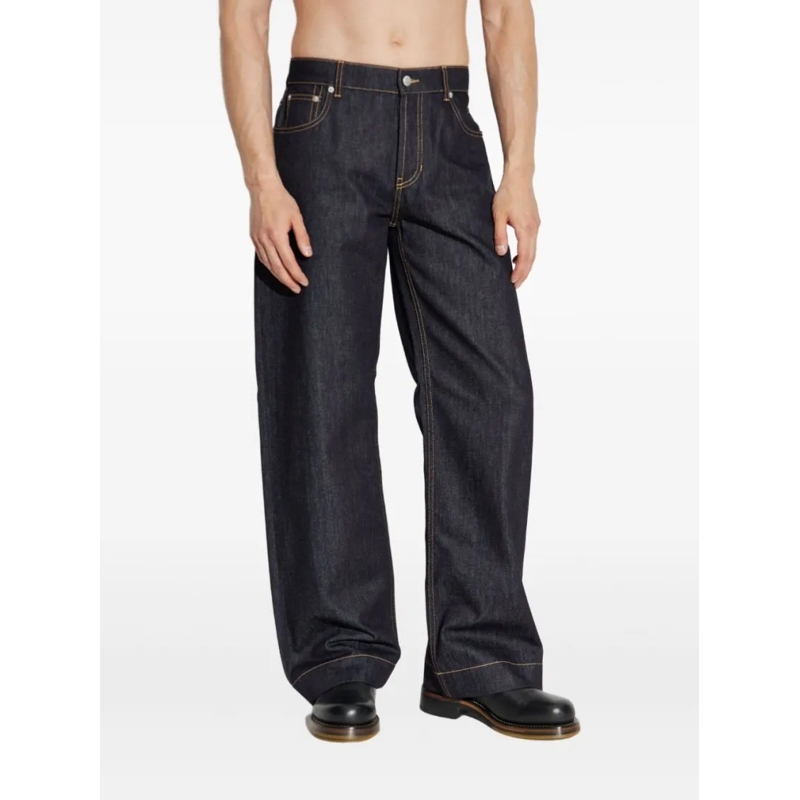 Alexander McQueen Jeans Wide Leg Denim Jeans Black