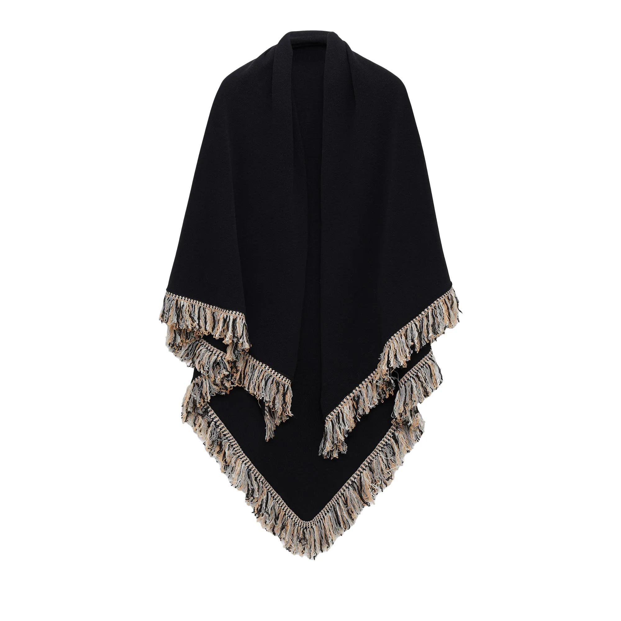 Dorothee Schumacher Tücher & Schals - FRINGED COZYNESS poncho - Gr. unisize - in Schwarz - für Damen