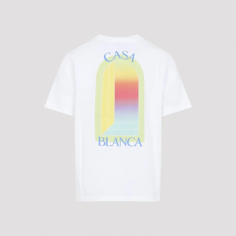 Casablanca T-shirt Short-Sleeve Cotton T-Shirt With Gradient Arch Des White