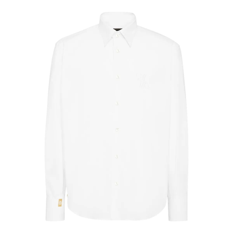 BILLIONAIRE Hemd Embroidered Cotton Shirt Loose Fit weiss
