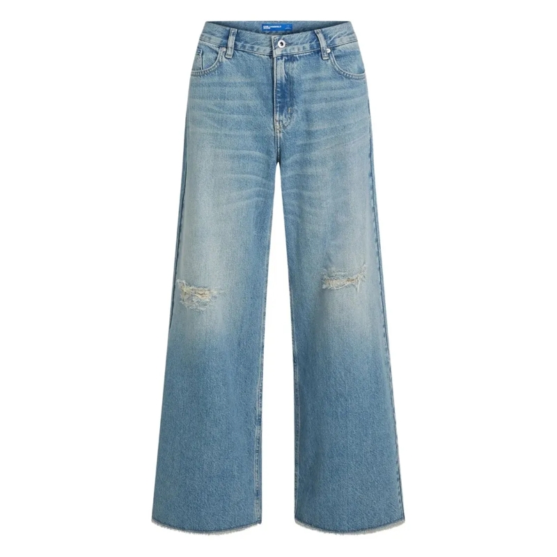 Karl Lagerfeld Jeans Straight-Cut Denim Jeans With Five-Pocket Styling Blue
