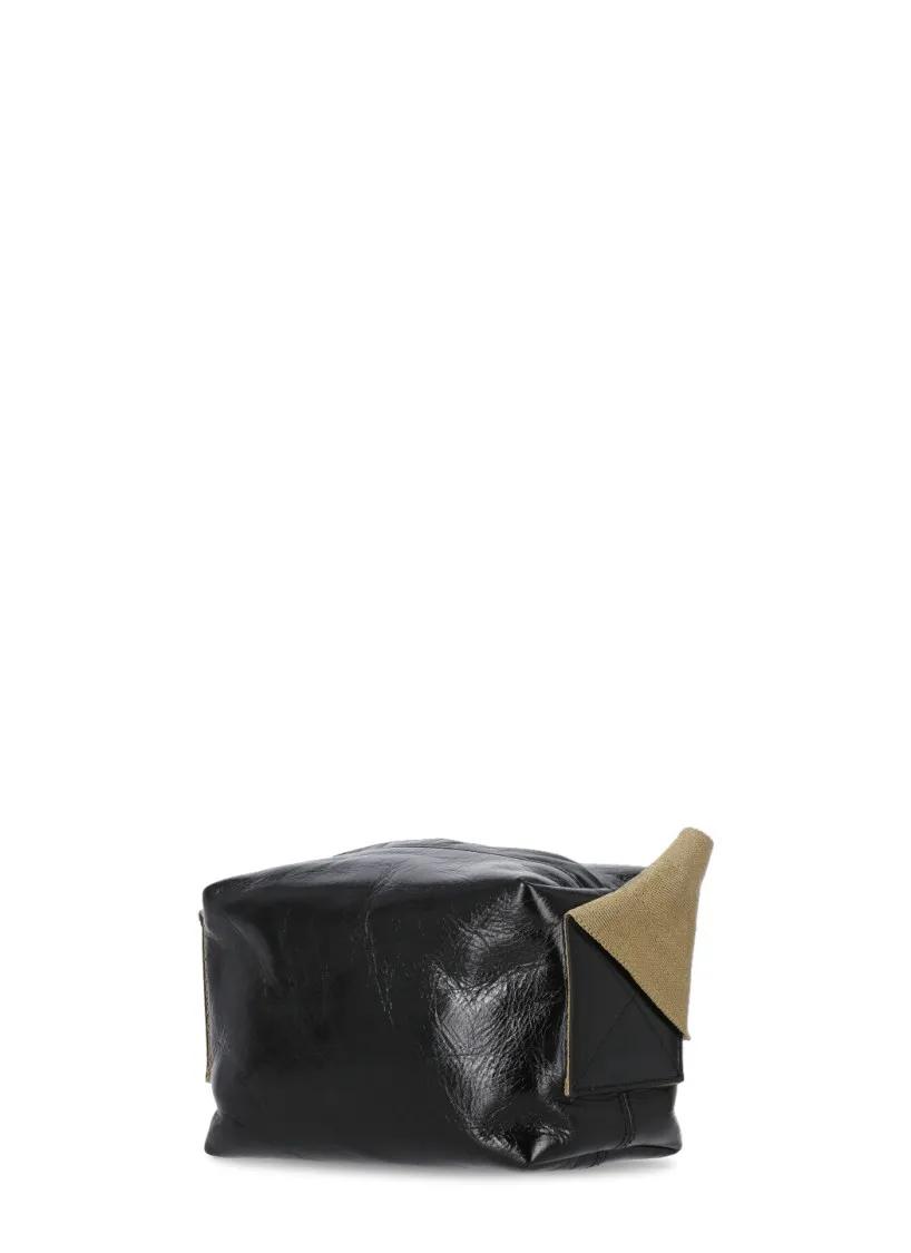 Uma Wang Hobo bags Square Shoulder Bag In Leather in zwart