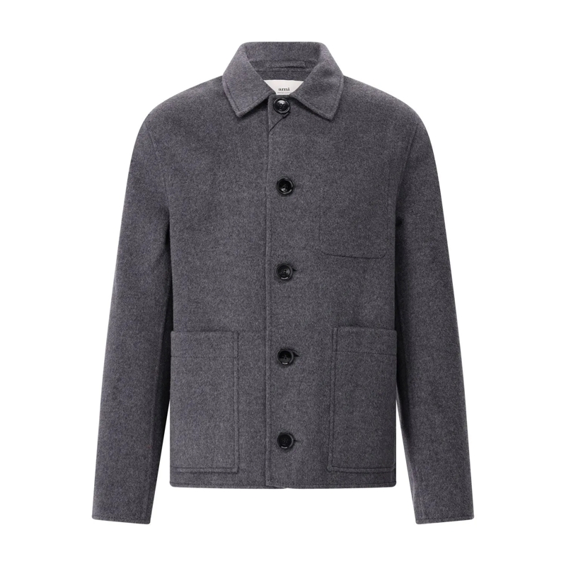 AMI Paris  Jacke aus Wolle & Kaschmir Dunkelgrau