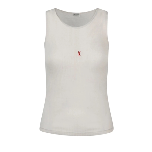 Saint Laurent Blusen Semi-Sheer Tank Top White