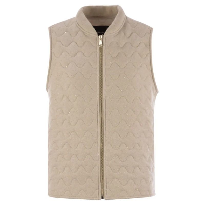 Fabiana Filippi Overgangsjas Quilted Yarn And Sequin Waistcoat Neutrals