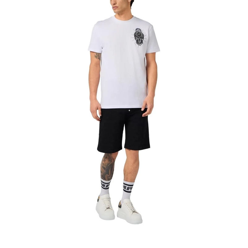 Philipp Plein T-Shirt Round Neck T-Shirt Chest Embroidery Skull weiss(Image 2)