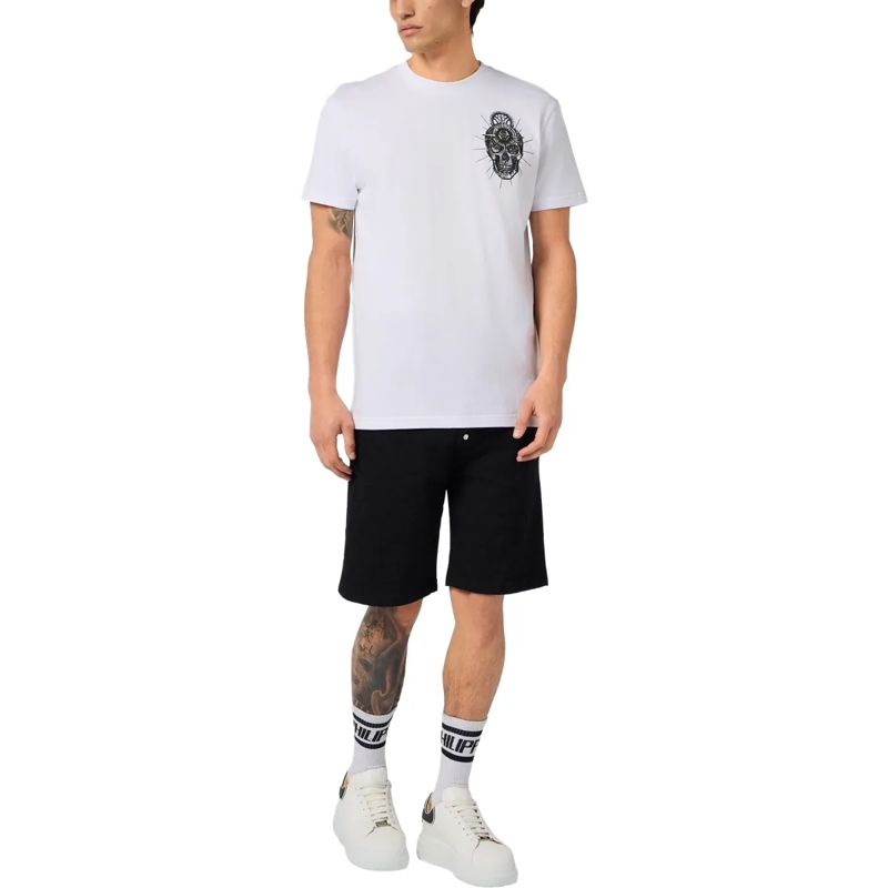 Philipp Plein T-Shirt Round Neck T-Shirt Chest Embroidery Skull weiss(Image 4)