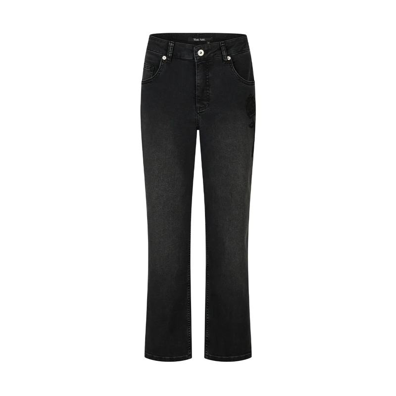 Marc Aurel Ausgestellte Jeans Boyfriend Jeans mit Kordelstickerei schwarz