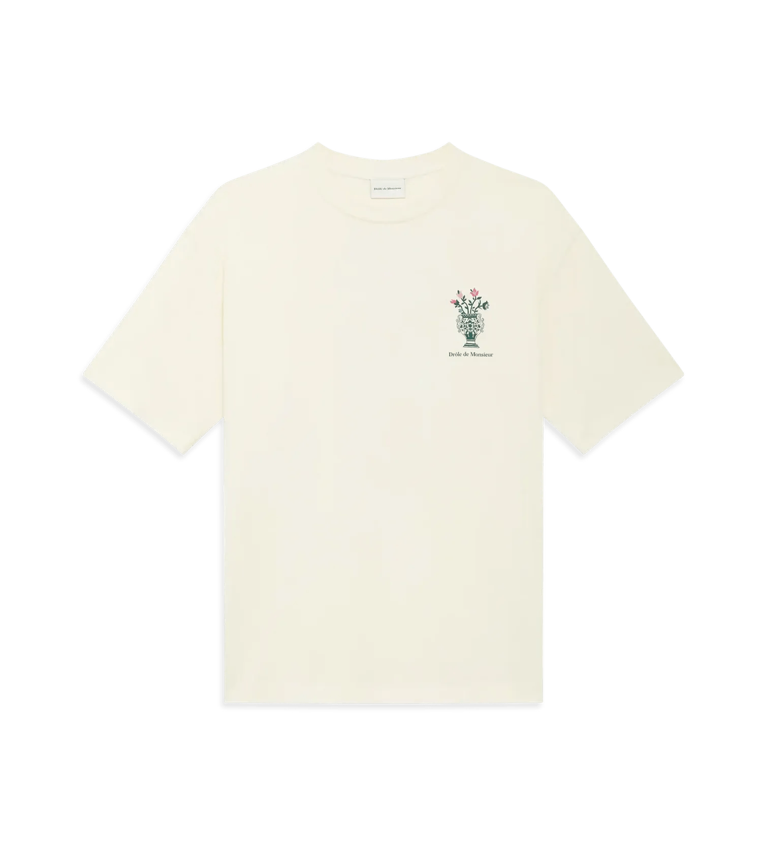 Drôle De Monsieur - T-Shirt mit Vasen-Print - Größe XL - creme