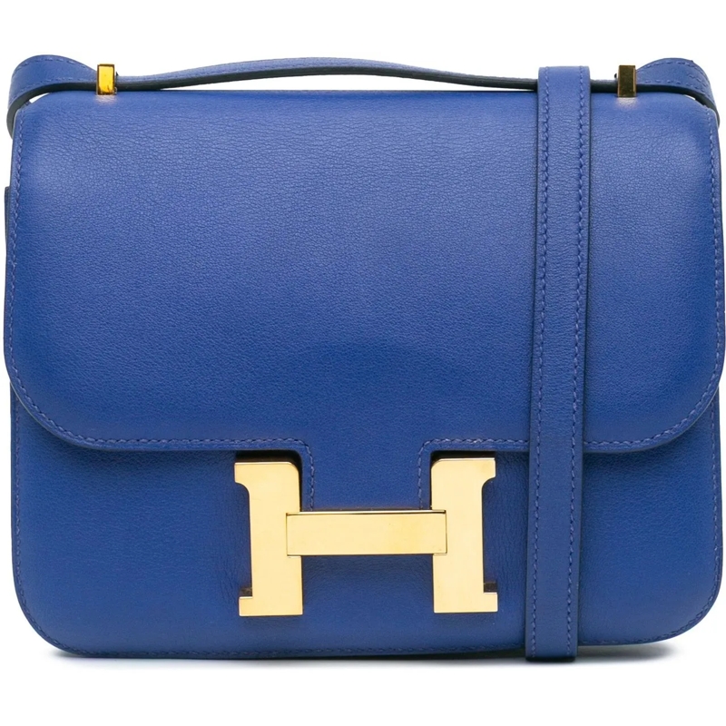 Hermès Schultertasche Mini Swift Constance 18 blau