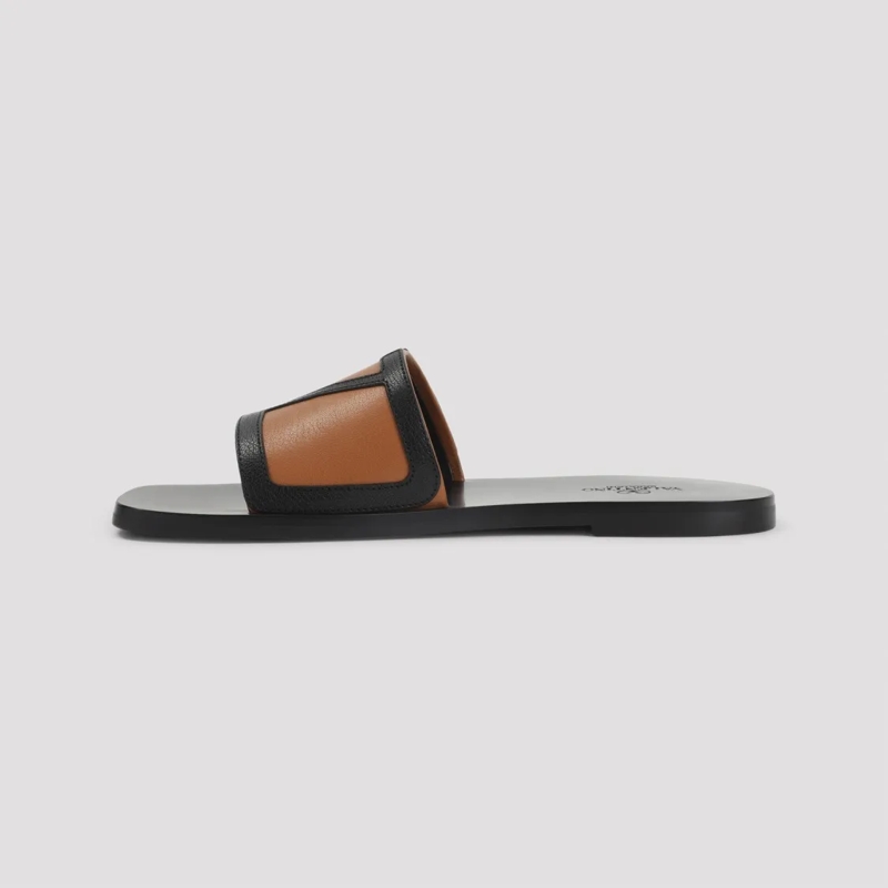 Valentino Garavani Loafer Leather Sandals With And Open-Toe Style Black