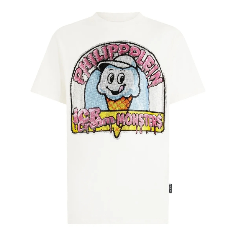 Philipp Plein T-Shirt Round Neck T-Shirt Ice Cream Monsters weiss