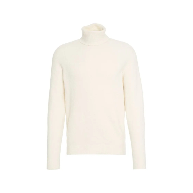 Roberto Collina Trui High-Neck Knit Sweater With Ribbed Details Neutrals