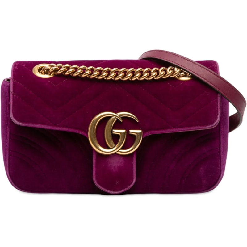 Gucci Schultertasche Small GG Marmont Matelasse Velvet Shoulder Bag lila
