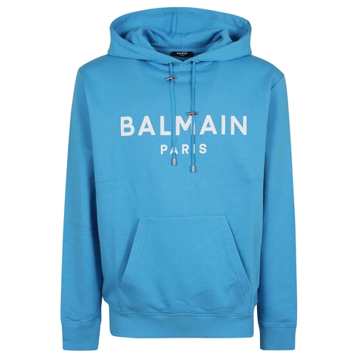 Balmain Hoodie Printed Hoodie Blue