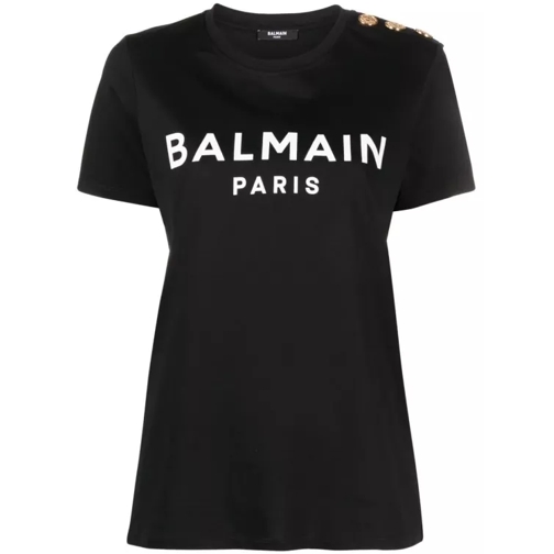 Balmain T -Shirt Paris Logo Print Black Black 