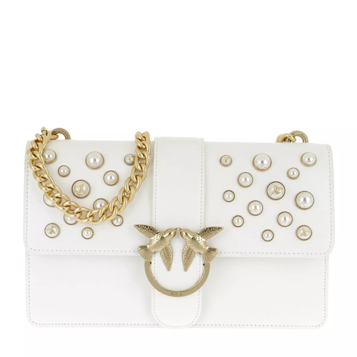 Pinko Love Leather Pearls Crossbody Bag Bianco Borsetta a tracolla
