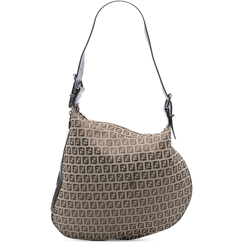 Fendi Schultertasche Zucchino Canvas Oyster Hobo braun