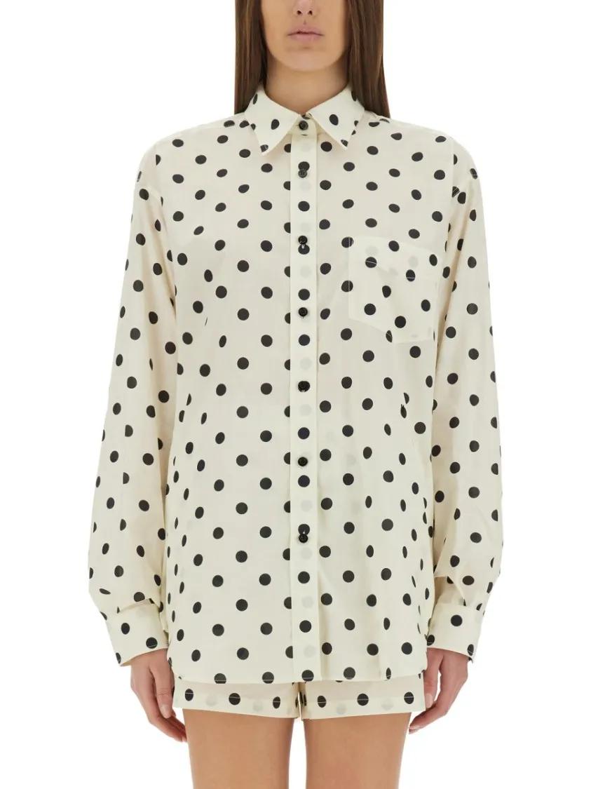 Thumbnail - Moschino - "Polka Dots" Shirt - Größe 42 - weiß