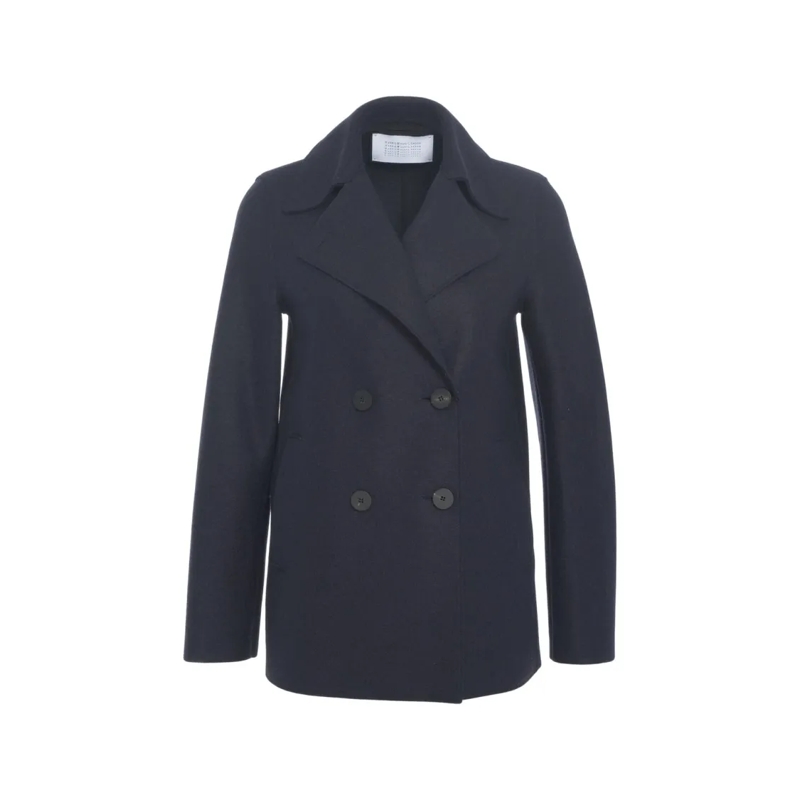 Harris Wharf Manteau d'hiver Virgin Wool Peacoat With Double-Breasted Closure A Black