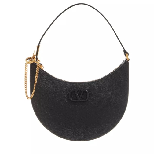 Valentino Garavani Mini V-Logo Signature Hobo Bag Leather Black Hoboväska